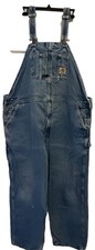 Carhartt Overalls 48x28 Jean Denim Carpenter Farmer Work TRUCKER Bib R07 DST SEE