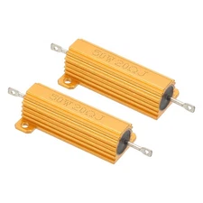 50W 20 Ohm Aluminum Shell Resistor, 2 Pack Aluminum Housing Resistor, Golden