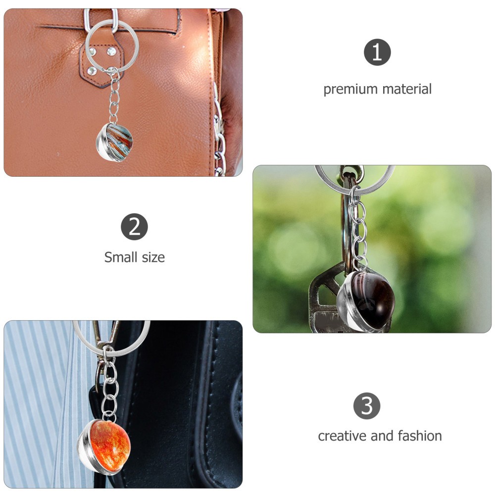 11 PCS Mini Globe Keyring Space Decorations Aesthetic Star Moon Keychain Cute image 2