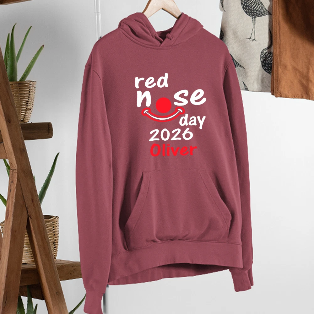 Personalised Custom Red Nose Day 2026 Hoodie Funny Smile Charity Support Gift