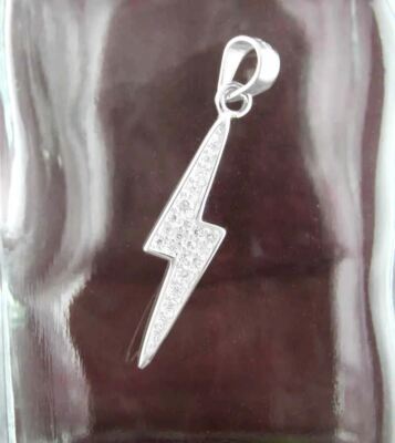 Lightning Bolt Pendant ONLY No CHAIN Crystals Thunderbolt wh131