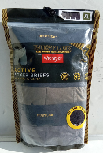 Rustler Men's Boxer Briefs with Functional Fly, Grey/Olive Night/Charcoal XL, - Picture 2 of 11