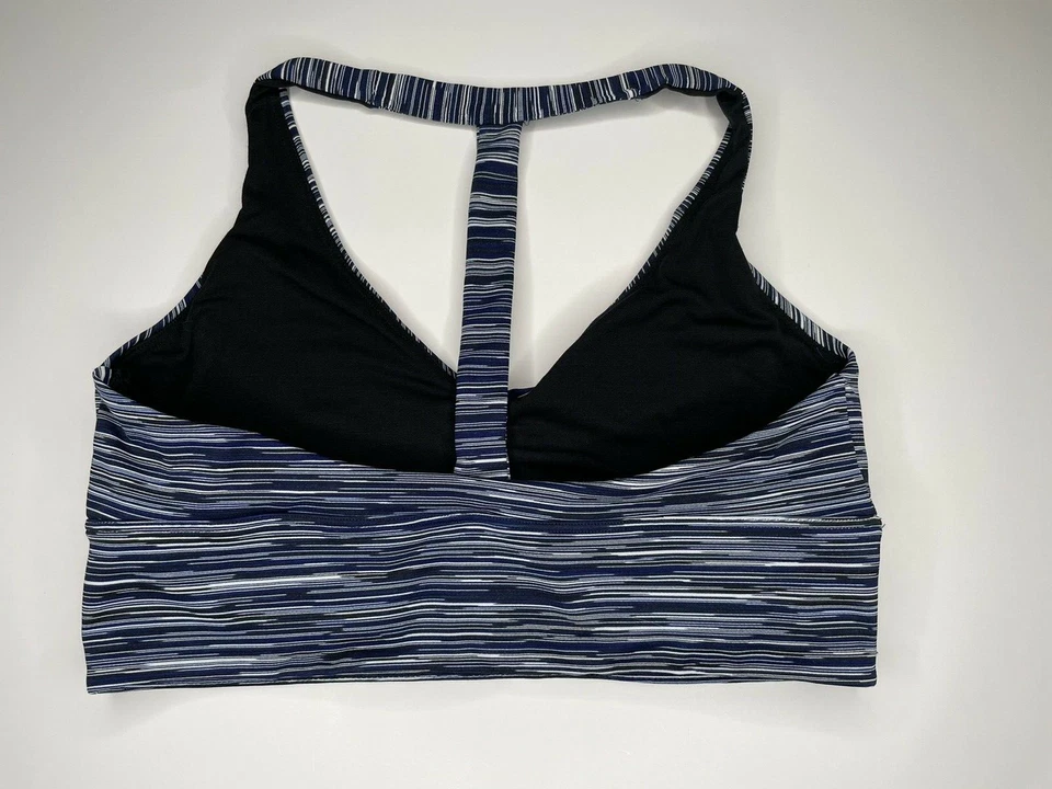 Sutiã esportivo Gap Fit impacto médio racerback ioga ativo azul/preto/branco tamanho P - Imagem 2 de 4