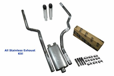 All-Stainless Dual Exhaust Kit Ford F150 21-25 Borla Pro XS Slash Tip