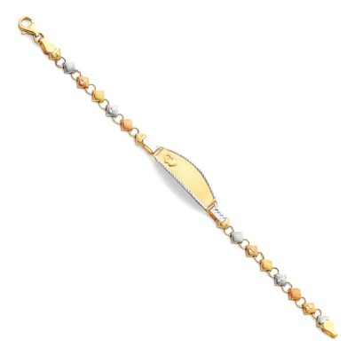 Gold 14K Tri Color Gold Light Stampato ID Armband - 6''
