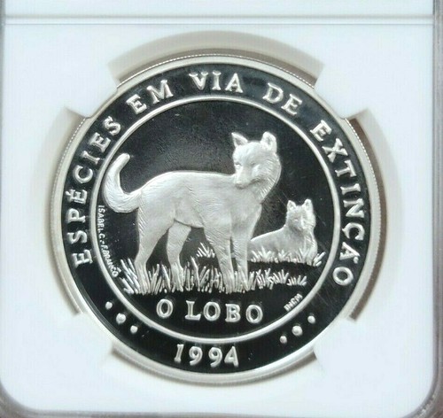 1994 PORTUGAL SILVER 1000 ESCUDOS GREY WOLF NGC PF 68 ULTRA CAMEO VERY SCARCE - Picture 3 of 4