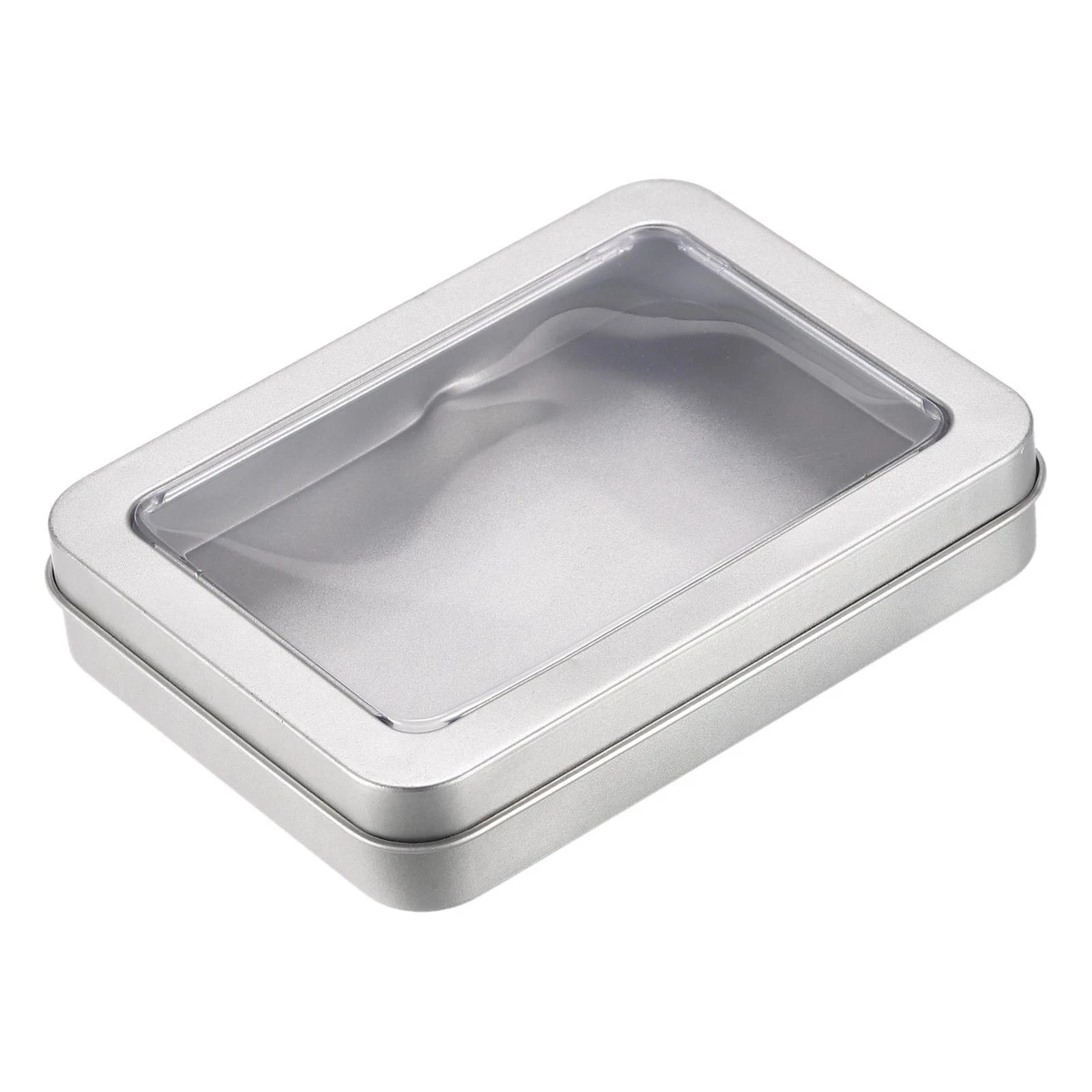 Tin box with clear lid deals