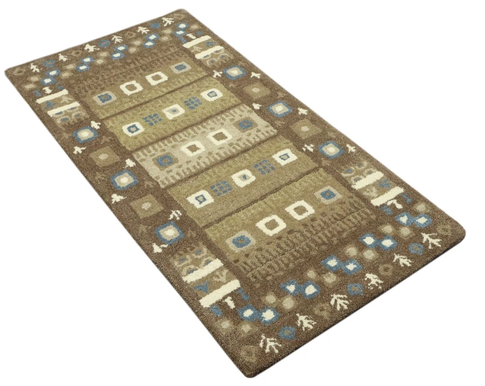 Gabbeh Teppich 100% Wolle 70X140 cm Pistazie farbe Handgetuftet T1008 - Bild 3 von 4