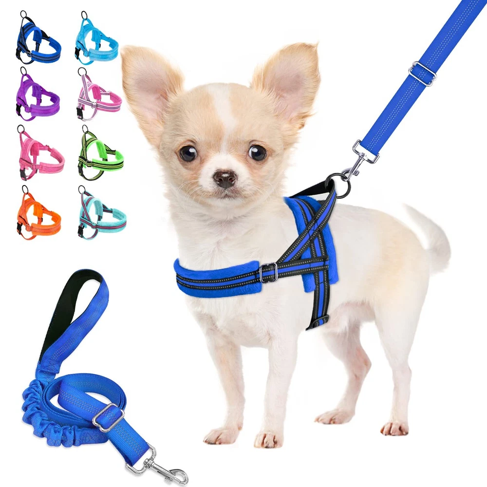 Dog Harness and Leash Set, Soft Padded Small Dog Harness, Neck & Chest Adjust...