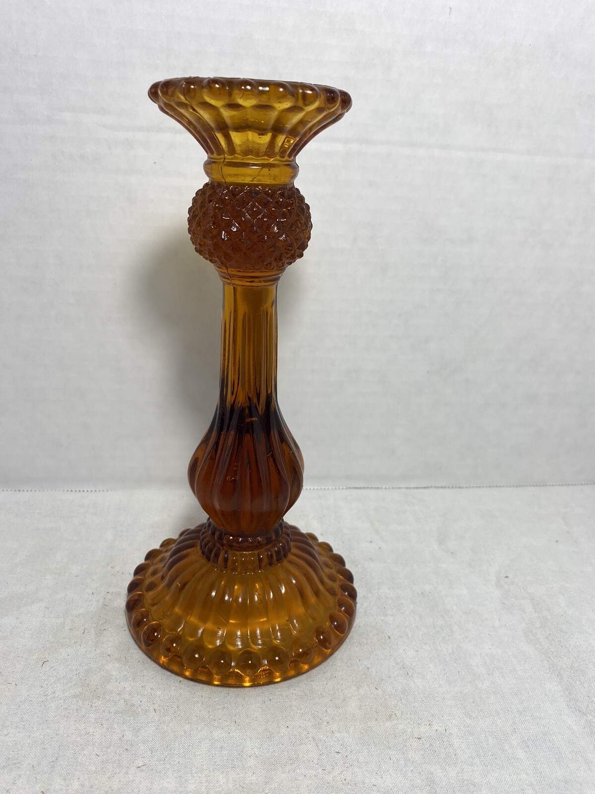 Vintage Amber Glass Candle Holder eBay