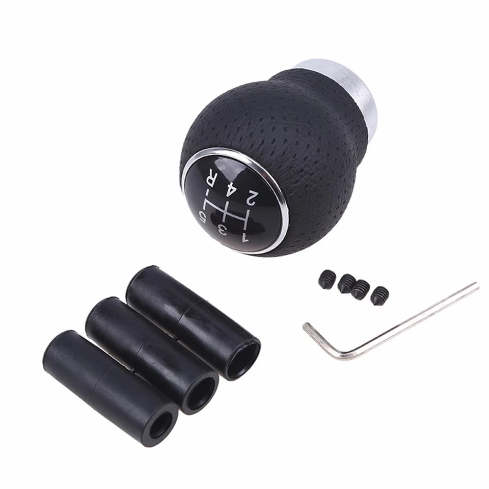 Accessory Black Leather Car 5 Speed Gear Shift Knob Stick Manual Shifter Lever - Image 2 of 4