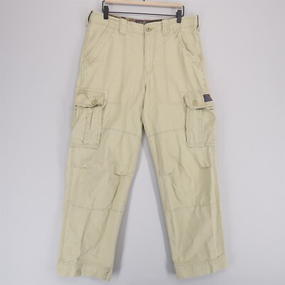 【WONDER WONDER】Partick Cotton Wide Long Cargo Pants Wonderwall Cargo Pants Mens 34x32* Beige 100% Cotton Surf