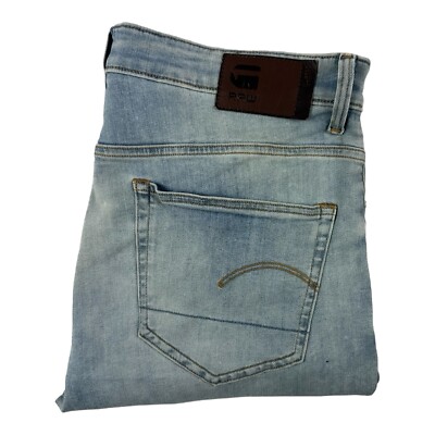 G-Star Raw Lightwash 3301 Deconstructed Super Slim Mens Jeans Size 38x34 