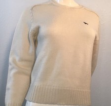 Vintage 1970s Society Sweater Acrylic Pullover w/ Embroidered Horse Logo White M