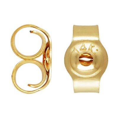 14 kt Gelbgold Ohrring Schmetterlingsrücken Schnörkel 2,5 mm x 4 mm x 2