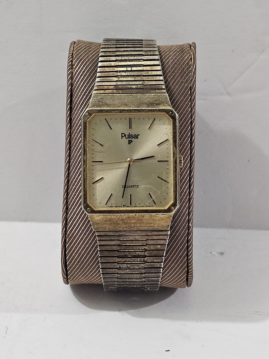 Vintage Pulsar Watch Men Gold Tone Adjustable Band New Battery