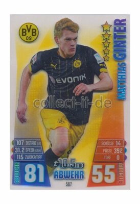 Match Attax Extra 15/16 MX-567 - Matthias Ginter - Auswärtstrikot