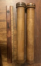 2 BOWEN HUNTER VTG INDUSTRIAL TEXTILE WOODEN SPOOLS