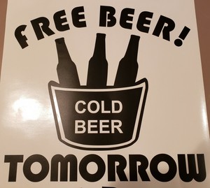Free Beer Tomorrow Vinyl Decal Sign Graphic Bar Mancave Home Theater Wall Art Ebay