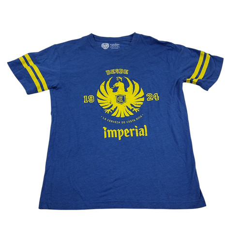Pura Vida Desde Imperial Cerveza Beer Costa Rica T Shirt Men Large - Blue Yellow