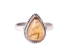 925 Sterling Silver Citrine Gemstone Handmade Rose Gold/Gold Plated Ring GRS1311