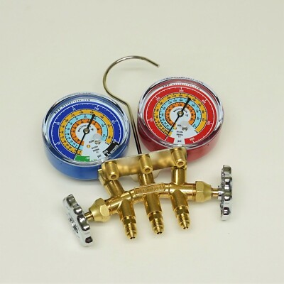 #ad Mastercool 33503 2 Way Brass Manifold Gauge Set for R600a R290 R134a $39.95