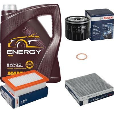 BOSCH Inspektionspaket 5 L MANNOL Energy 5W-30 für Smart Fortwo Coupe 453 1.0