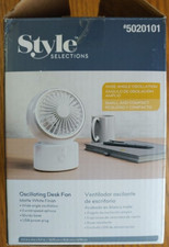 Style Selections 3 Speed USB Powered Oscillating Desk Fan
