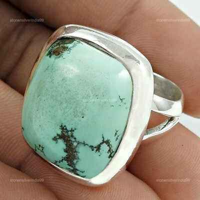 Sterling Silver Turquoise Stone Solitaire Thanks Giving Gift Ring Jewelry US 8