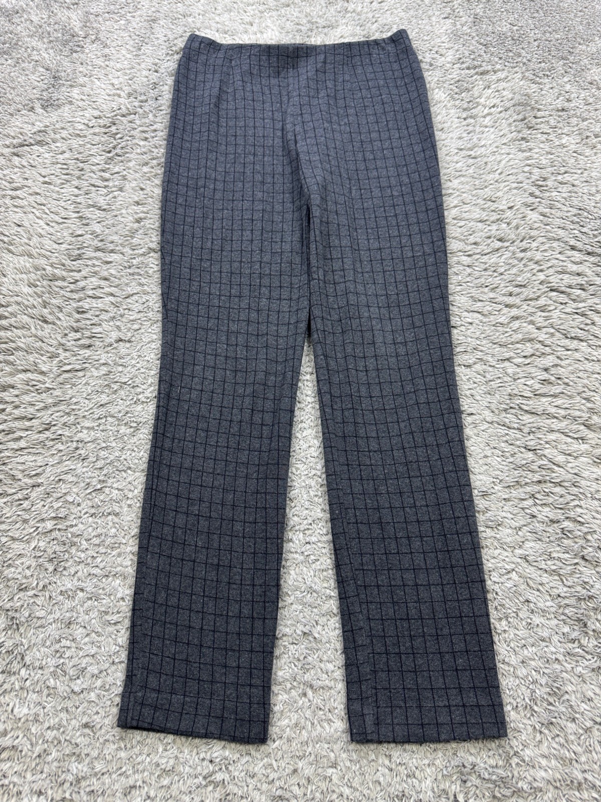 J Jill Pants Women XS Petite Gray Check Ponte Slim Leg High Rise Pull On Trouser