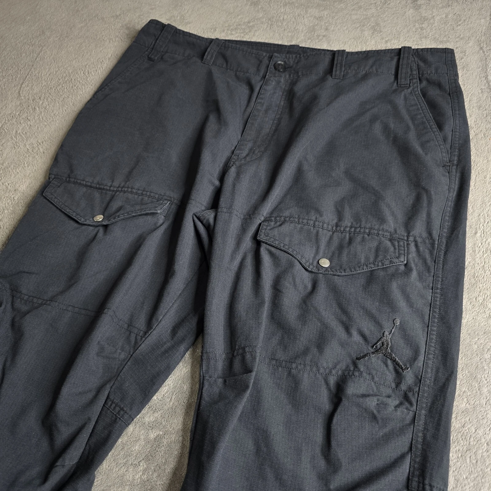 Jordan Uomo Ripstop Cargo Joggers Tg 40x31 Nero Basket Casual Tasche