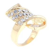 Gold Tone Gold Plated Ring With Clear Rhinestone MNS459-G9