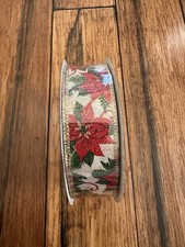   NEW   Kirkland Wire-Edged Ribbon 1.5" Wide 50 YD Red Flowers