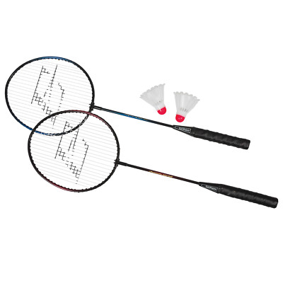 Badminton Set 2-Player Black Tempered Steel Shaft Racket Shuttlecocks Included