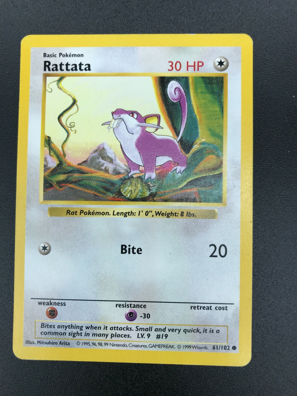 Rattata 61/102 Base Set Shadowless Pokemon 1999 WOTC Vintage Card NM