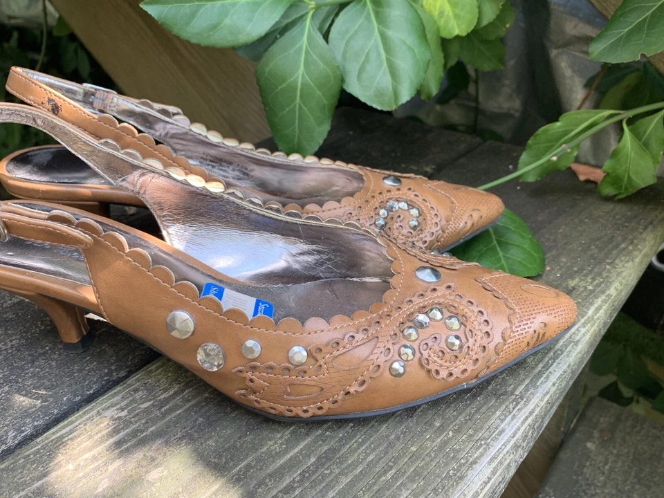 KATHY VAN ZEELAND Vaquera Vaquera Paisley Slingback Gatito Tacón Alto 6.5 ❤️sj18m4 Foto 4 de 4