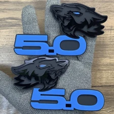 Coyote Wolf Badges Emblem Black Light Blue Eye fits 5.0 Fender Angry Agressive