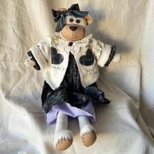 Handmade Rag Doll  I Love To Bead  Felt Jacket  Long Dress 18.5  Tall