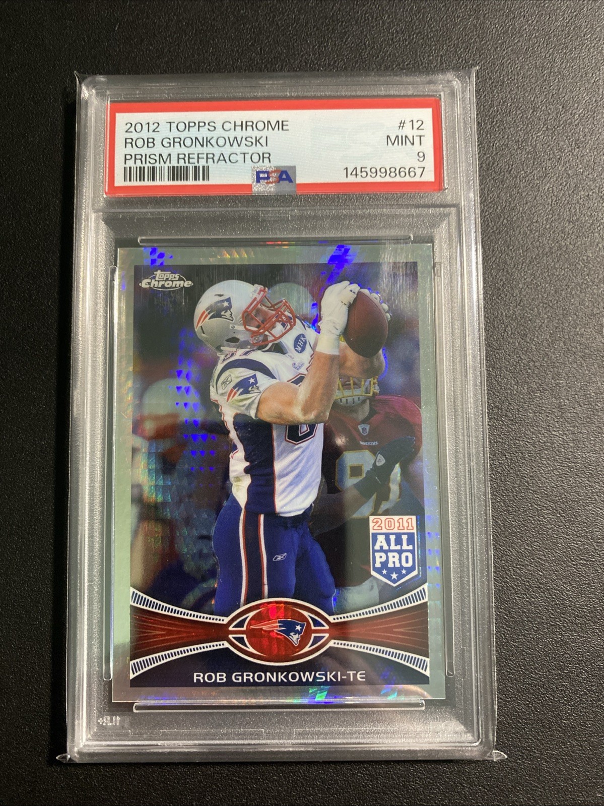 2012 Topps Chrome Prism Refractor #12 37/216 Rob Gronkowski PSA MINT 9 