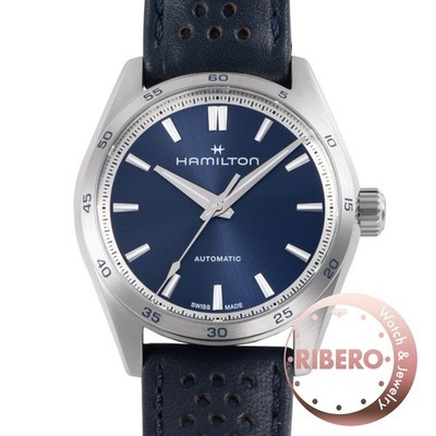 Hamilton Jazzmaster Performer Auto 34mm Watch Midnight Blue Dial Leather Strap