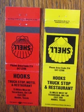 SHELL GAS STATION MATCHBOOK COVERS: HOOKS, TEXAS EMPTY MATCHCOVERS -A20