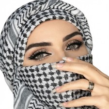 Palestinian Keffiyeh Shemagh Traditional Arab Scarf Black White Cotton