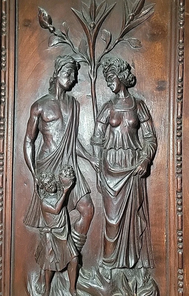 PAIR Stunning French Renaissance, Relief Carved Doors~ 1800's  - Image 4 of 4