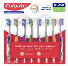 Colgate Total Advanced Whitening Toothbrush Soft 8 Pack Individually Sealed
