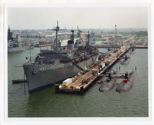 1988 Navy Submarine Tender AS-31 USS Hunley at NAS Norfolk Virginia 8x10 Photo