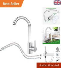 Brushed Stainless Steel Kitchen Faucet with 360° Swivel - Easy Install Refit