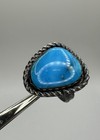 Fun Vintage Old Pawn Native American Sterling Deep Blue Turquoise Ring Size 9.75 — photo 8
