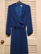  Teal Cross Front Shelby And Palmer Dress With Sheer Long Sleeves