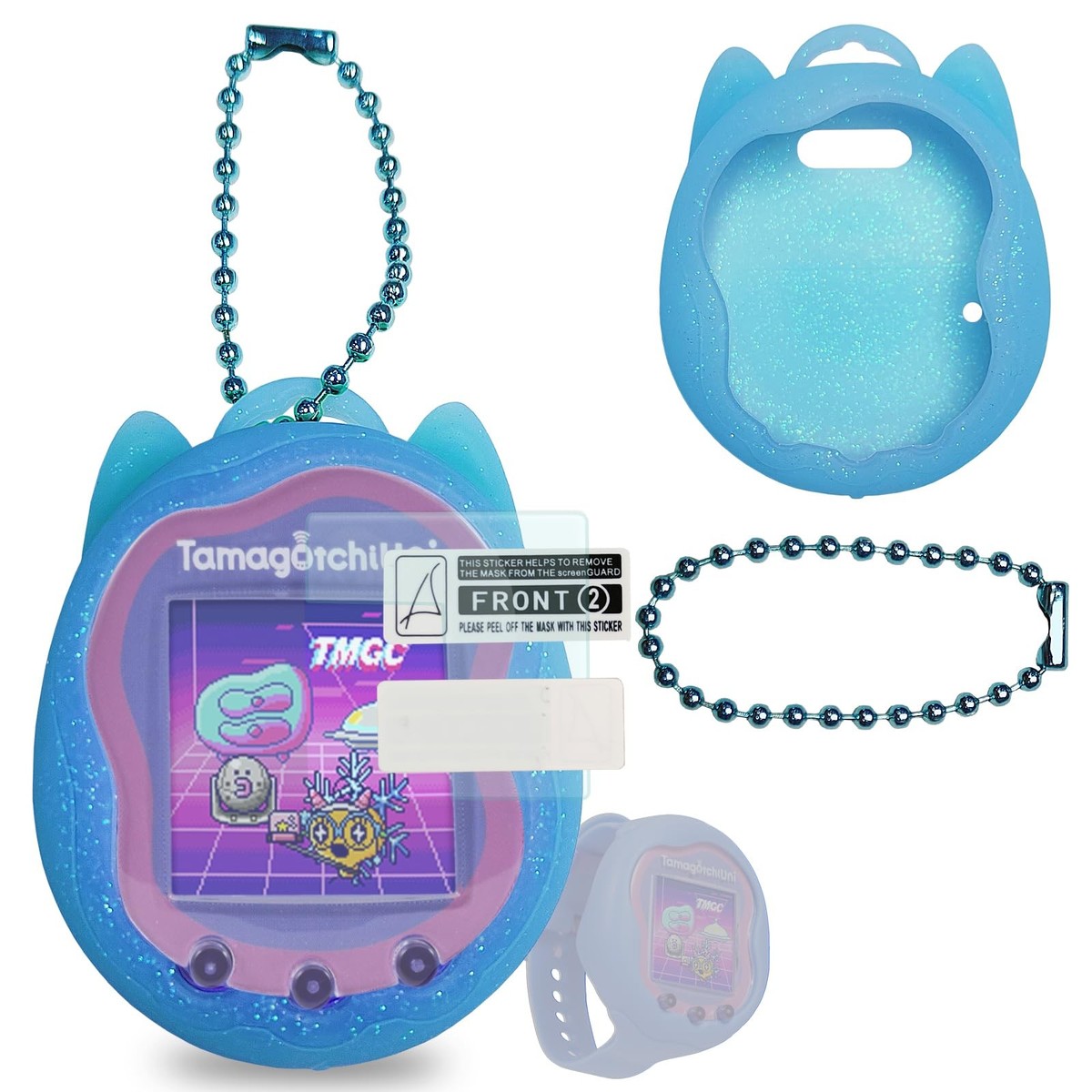 JCHPINE Silicone Case Replacement for Tamagotchi Uni, Screen Blue