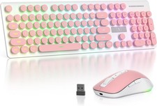 Backlit Wireless Pink Keyboard and Mouse Wireless PC Laptop